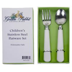 Golden Rabbit White Baby Flatware Set